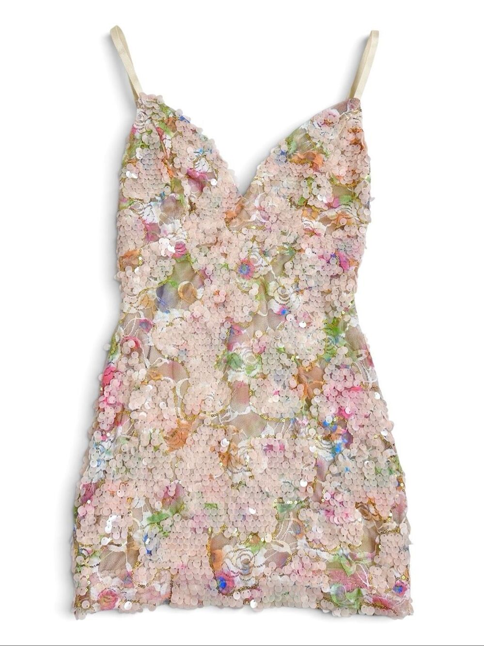 Bella Barnett Floral Sequin Bodycon Mini Dress XS Blush Cocktail Party Date HoCo - Picture 3 of 16